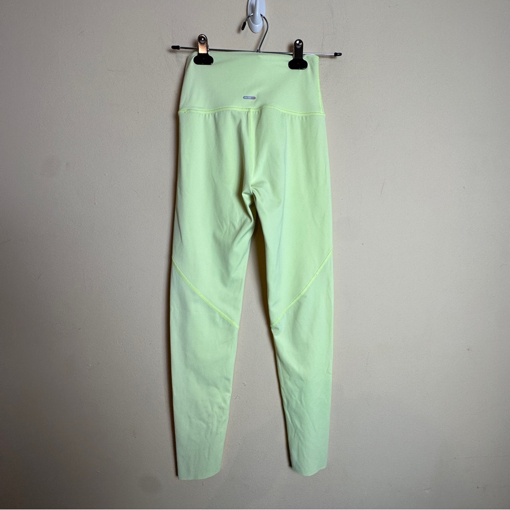 Aerie Neon Yellow Green High Rise Raw Hem Full Length Leggings Womens Size Small - Picture 7 of 16